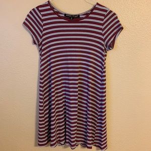 red, white and blue striped tee shirt dress